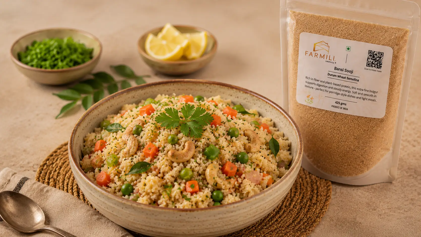 Savory Farmili Bansi Suji Bowl