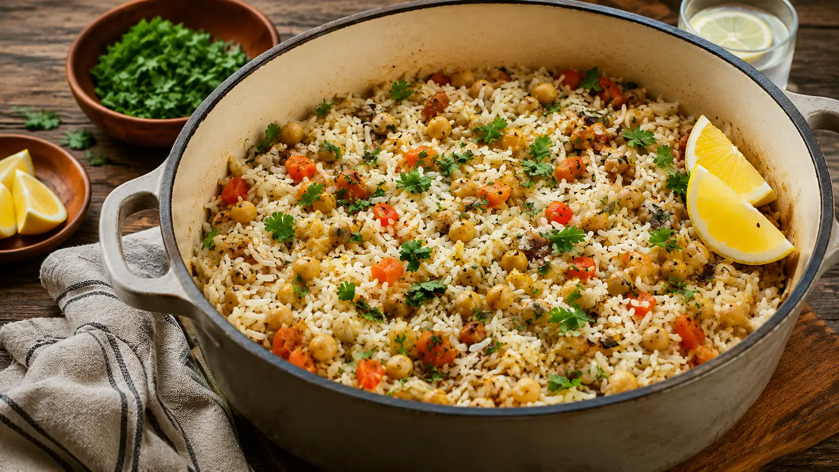 Smoky White Matar & Rice Pot
