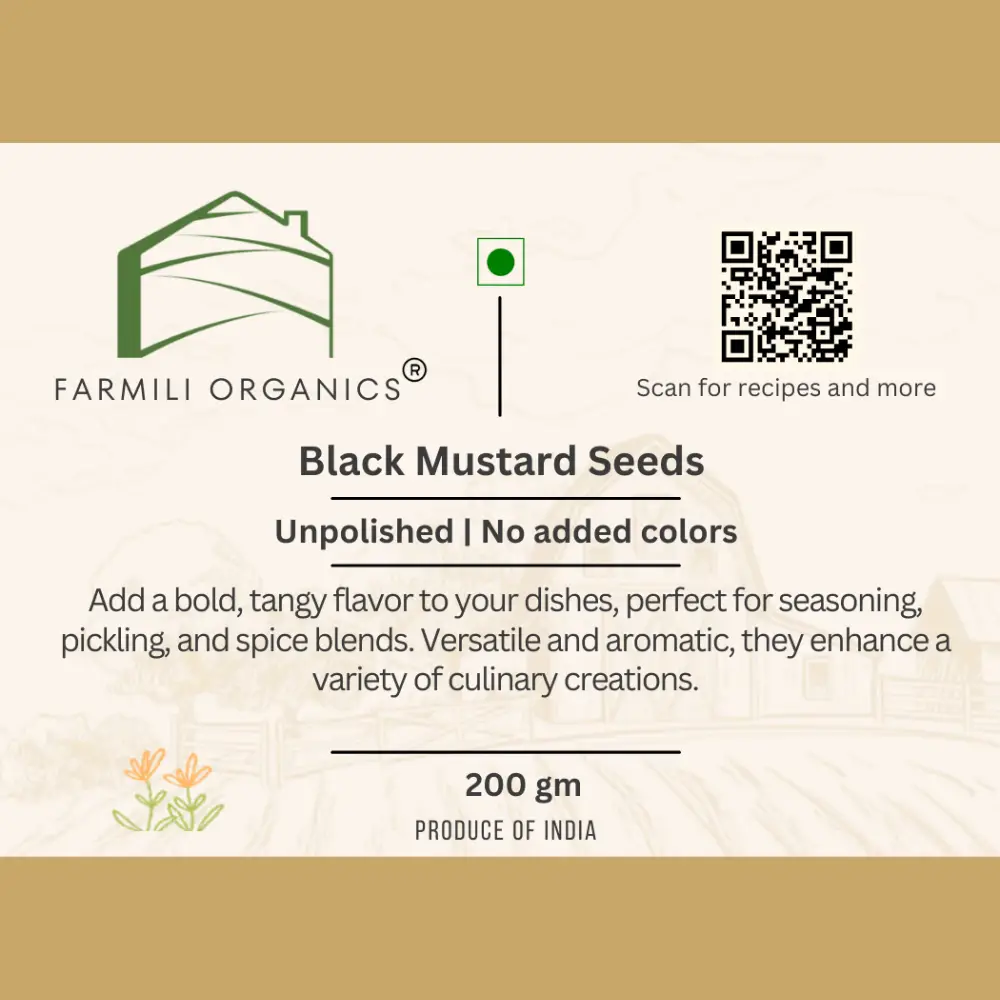 Packaging Label of Black Mustard Seeds 200gm